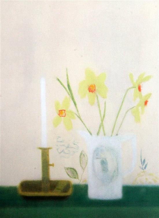 § Craigie Aitchison (1926-2009) Untitled (daffodils) 2001, 27 x 22in.